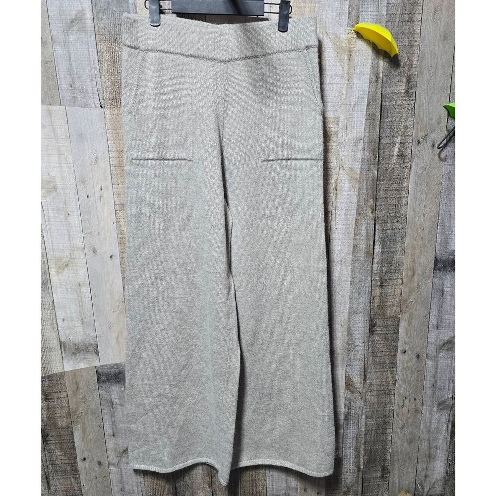 The Drop Beige Knit Wide Leg Pants Large NWOT Lounge Warm Comfy Cozy Winter